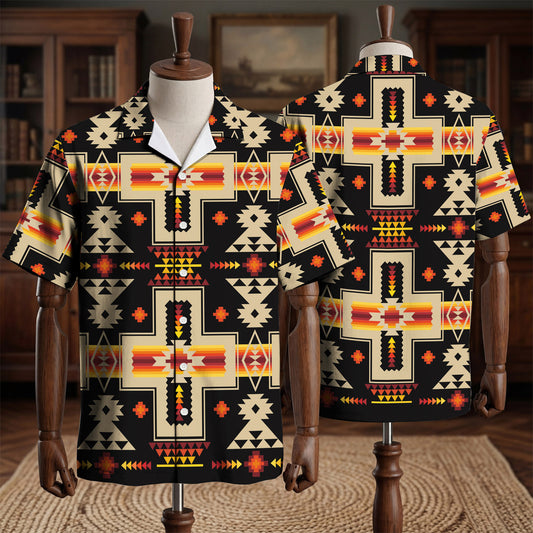 Black Tribe Design Native American Hawaiian Shirt