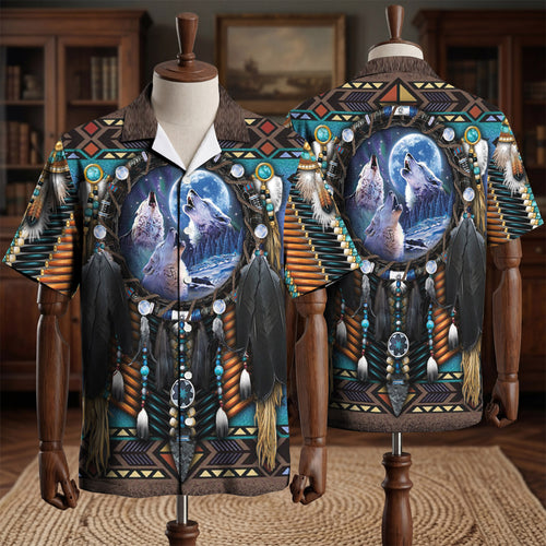 Native American Wolf Hawaiian Shirt WCS