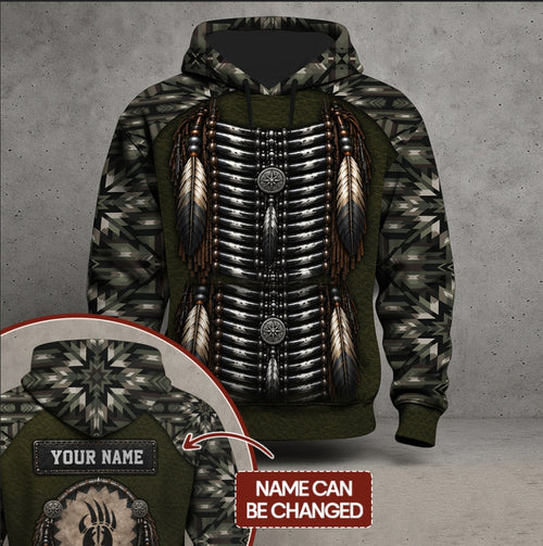 Custom Native American Bear Paw Hoodie Stealth Breastplate & Native Camo Pullover Outdoor Hunting Heritage