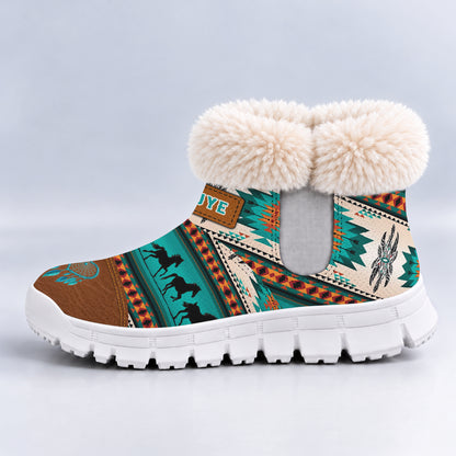 Snow Boots - Personalized Tribal Green, Galloping Horses & Dreamcatcher Motif