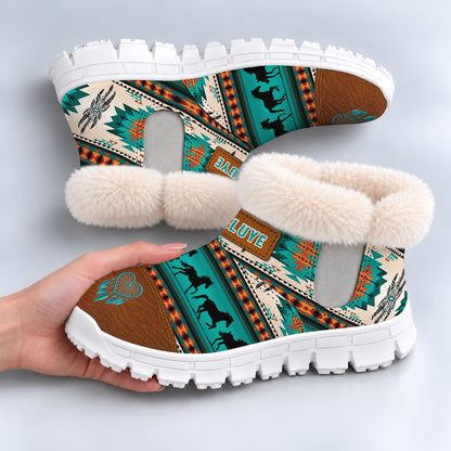 Snow Boots - Personalized Tribal Green, Galloping Horses & Dreamcatcher Motif