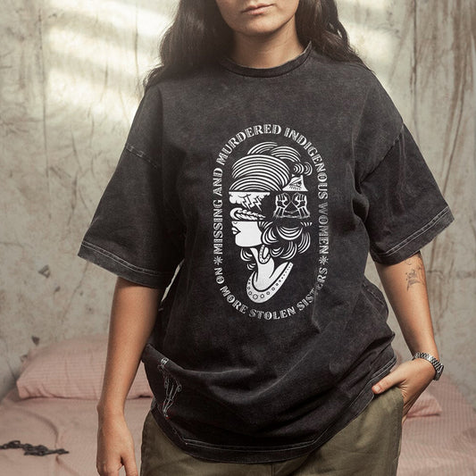No More Stolen Sisters – MMIW Unisex Mineral Washed T-Shirt