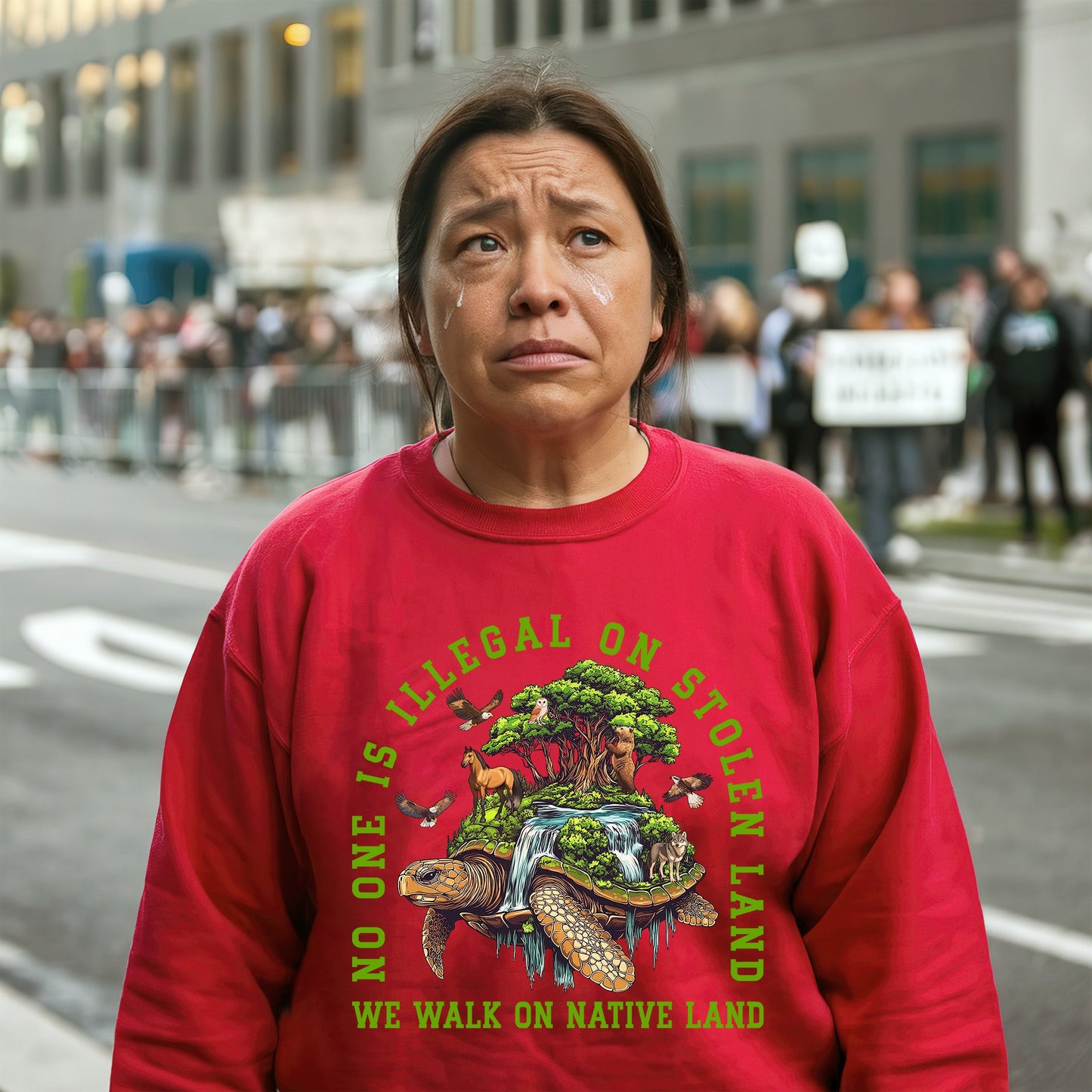 NO ONE IS ILLEGAL ON STOLEN LAND. WE WALK ON NATIVE LAND Style 4 - One Sides