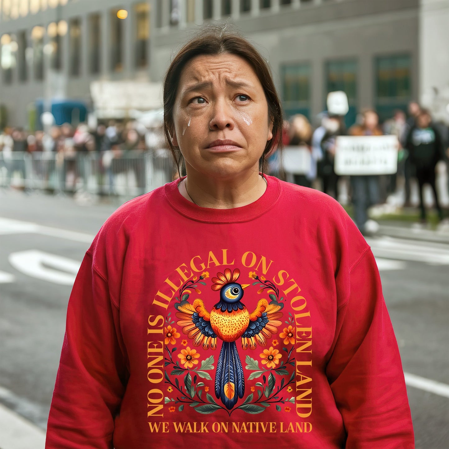 NO ONE IS ILLEGAL ON STOLEN LAND. WE WALK ON NATIVE LAND - One sides