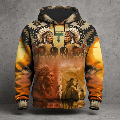 Native Buffalo Warriors – Tribal Heritage Chief Hoodie
