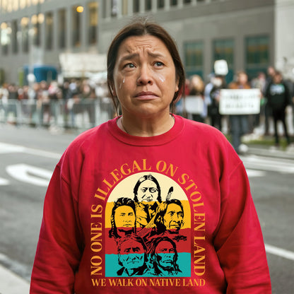 NO ONE IS ILLEGAL ON STOLEN LAND. WE WALK ON NATIVE LAND 16 - One sides - Unisex T-Shirt/T-Shirt V-Neck/Hoodie/Sweatshirt