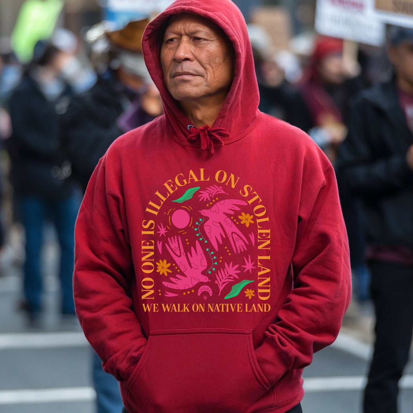 NO ONE IS ILLEGAL ON STOLEN LAND. WE WALK ON NATIVE LAND Style 2 - One Sides