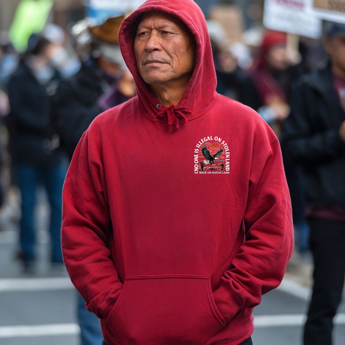 NO ONE IS ILLEGAL ON STOLEN LAND. WE WALK ON NATIVE LAND 20 - Two sides - Unisex T-Shirt/T-Shirt V-Neck/Hoodie/Sweatshirt