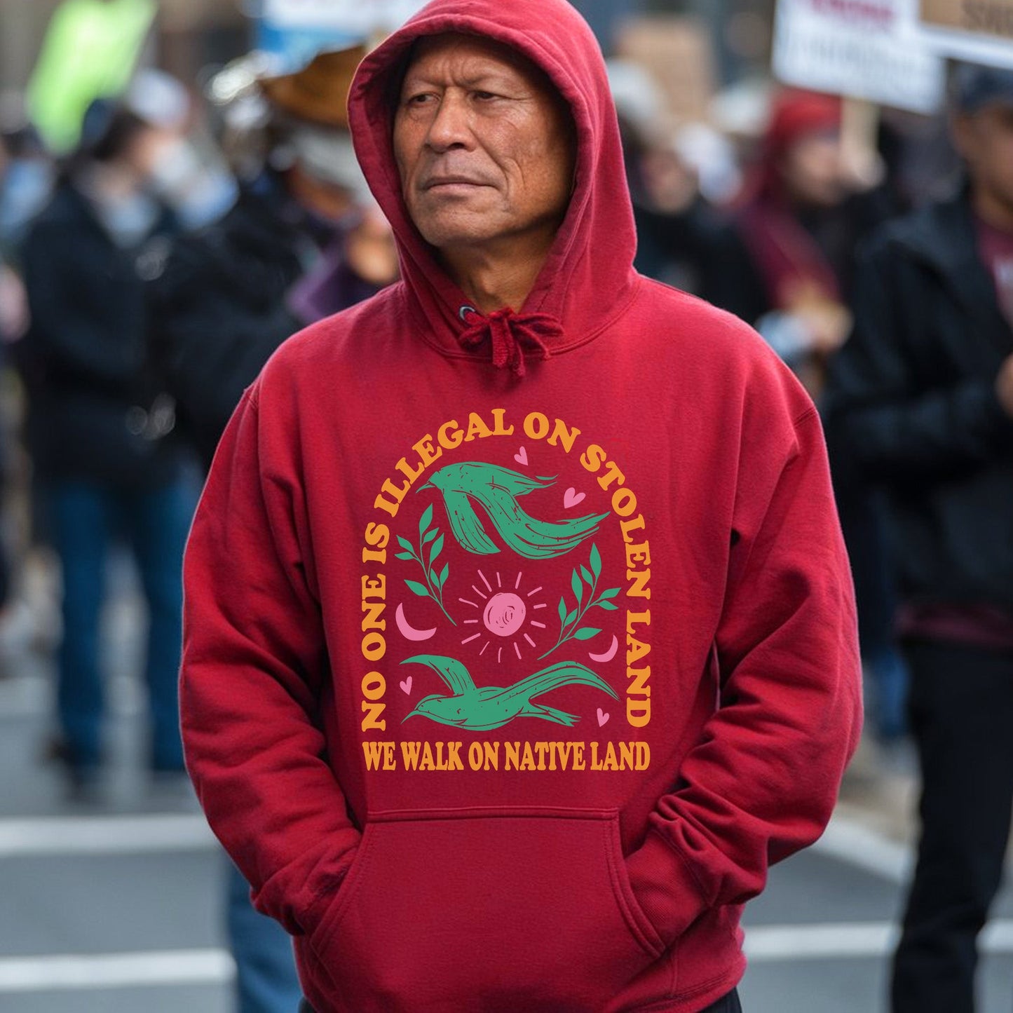 NO ONE IS ILLEGAL ON STOLEN LAND. WE WALK ON NATIVE LAND Style 3 - One Sides