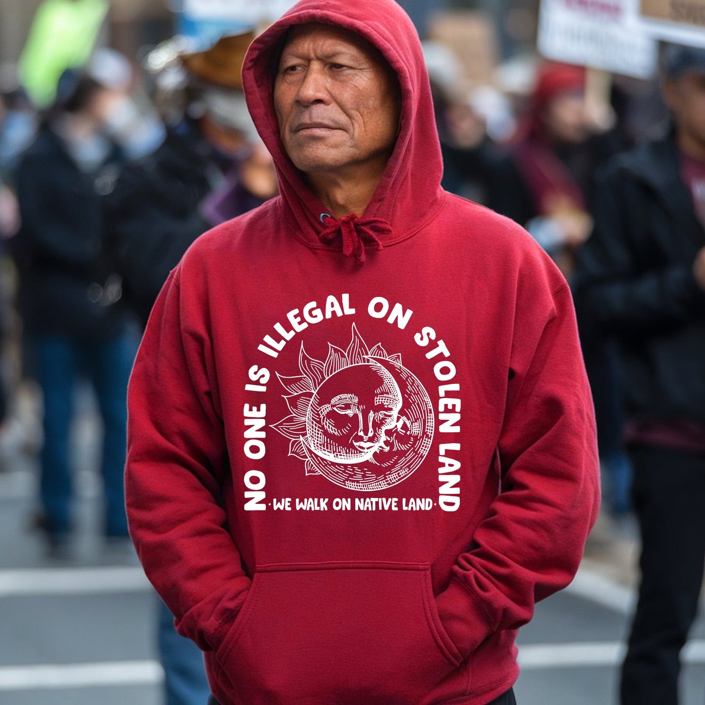 NO ONE IS ILLEGAL ON STOLEN LAND. WE WALK ON NATIVE LAND 18 - One sides - Unisex T-Shirt/T-Shirt V-Neck/Hoodie/Sweatshirt