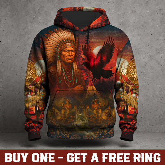 Echoes of the Ancestors – The Chief Spirit 3D Hoodie, Honoring Native Roots