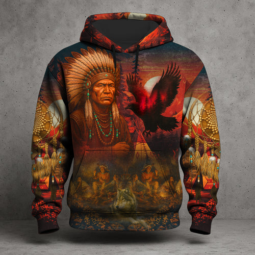 Echoes of the Ancestors – The Chief Spirit 3D Hoodie, Honoring Native Roots