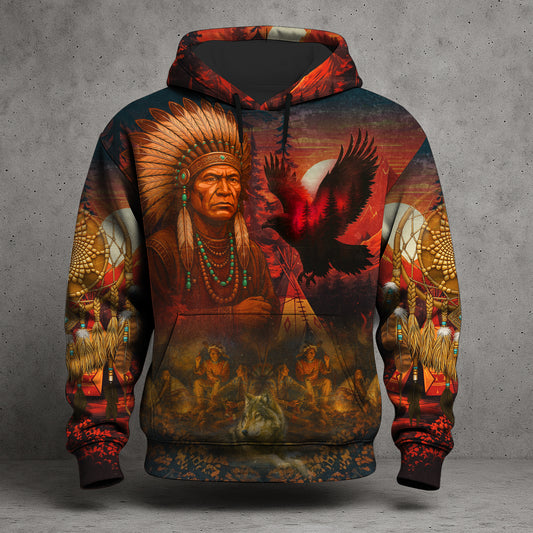Echoes of the Ancestors – The Chief Spirit 3D Hoodie, Honoring Native Roots