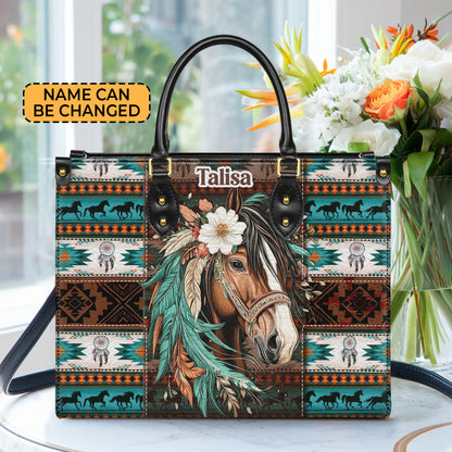 Personalized Leather Handbag for Women - Design Patterns Boho Western Style 01