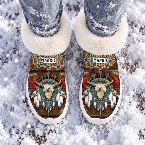 Personalized Snow Boots - Buffalo Skull & Dreamcatcher Native Western Spirit Style