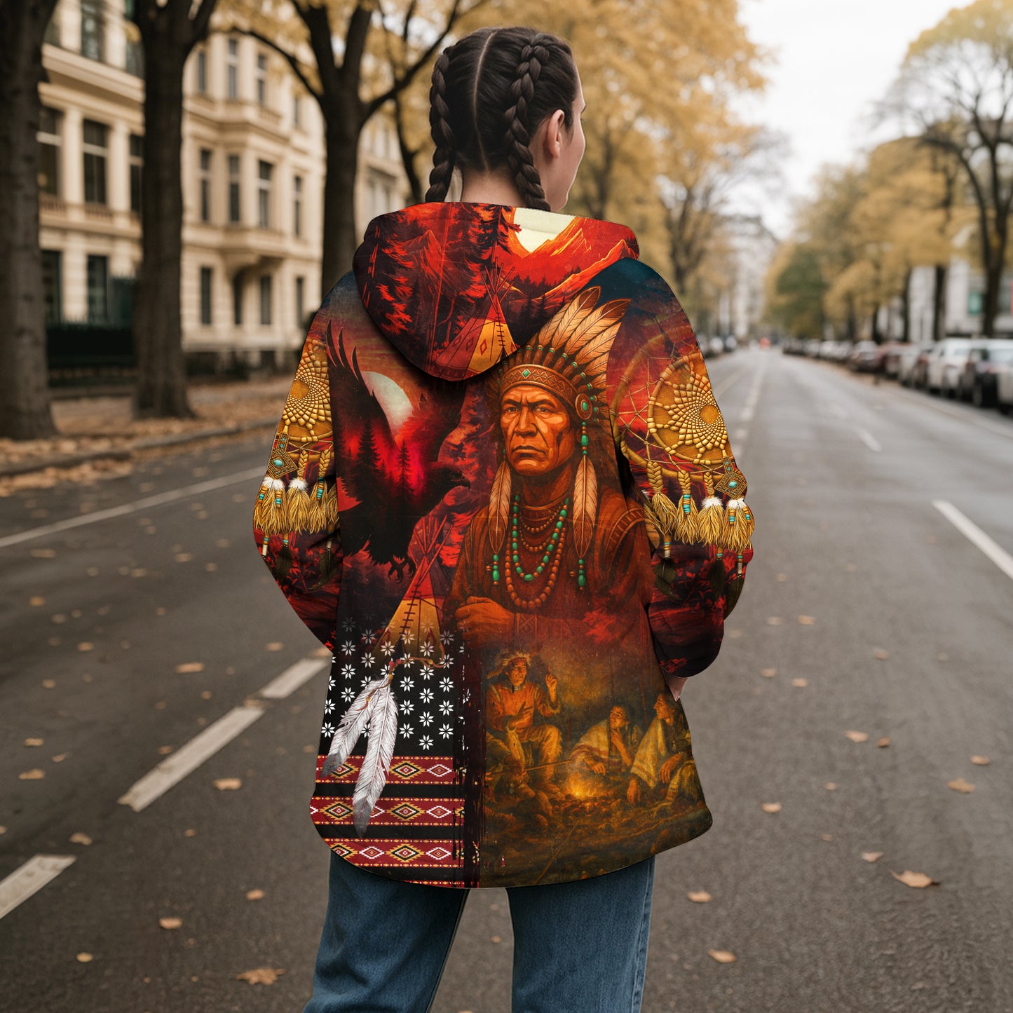 Native Chief & Eagle Spirit Dream Cloak – Fire of Strength and Freedom