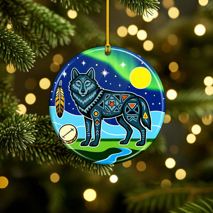 Tribal Beaver Ceramic Ornament - Indigenous Inspired for Holiday Decor