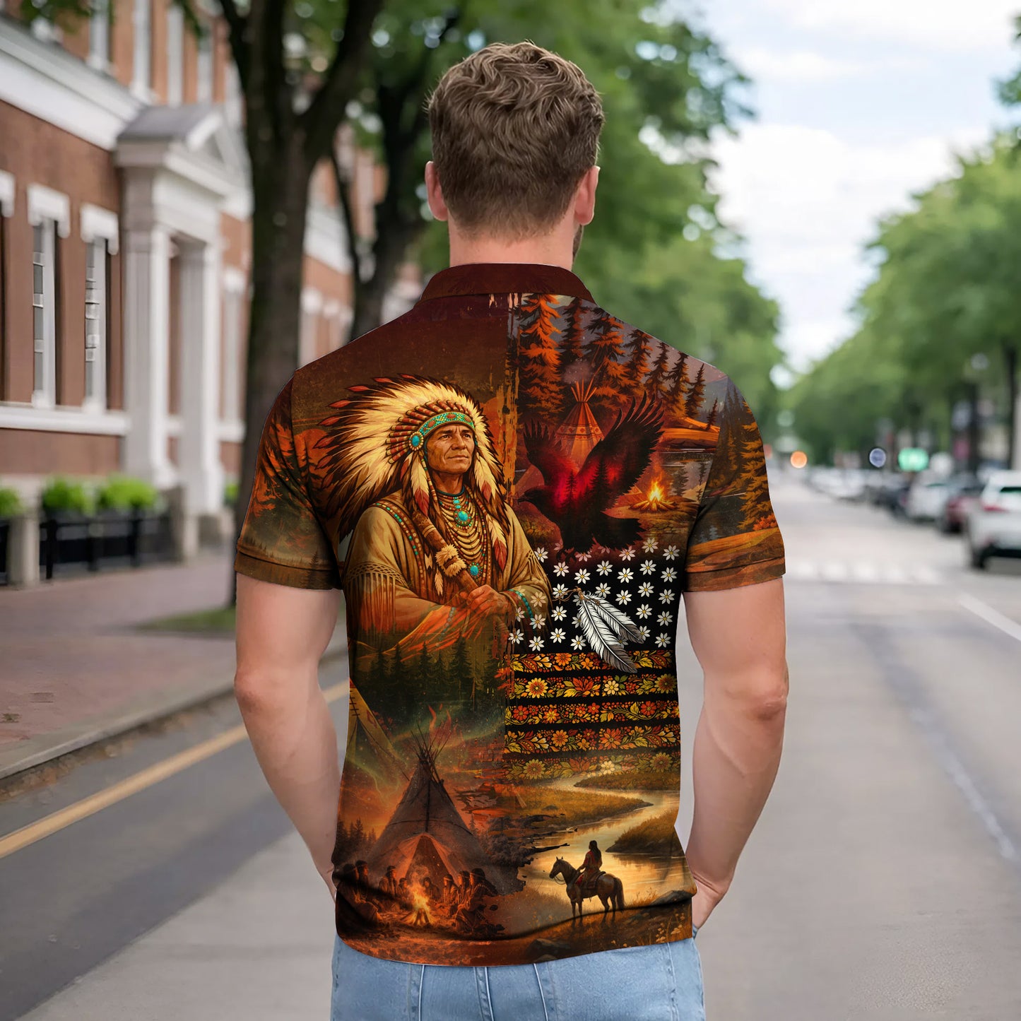 Native American Spirit Polo Shirt –  No One Is Illegal on Stolen Land