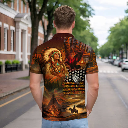 Native American Spirit Polo Shirt –  No One Is Illegal on Stolen Land