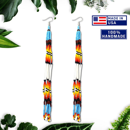 Multi-Color Long Beaded Handmade Earrings For Women