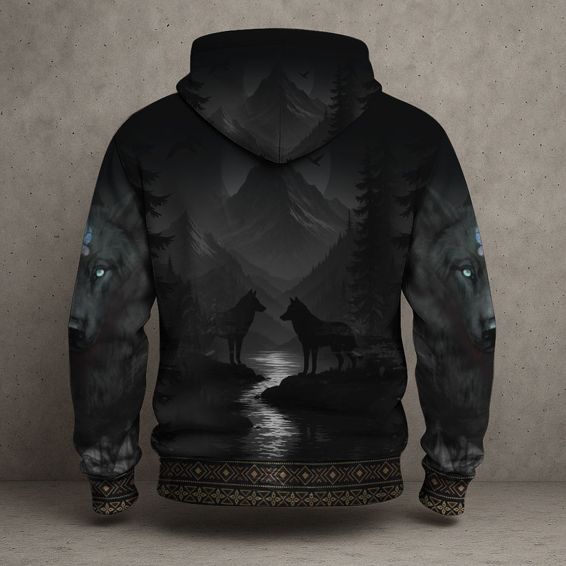 3D Hoodie Native American Faux Leather Vest Hoodie, Southwestern Tribal Eagle Feather Graphic