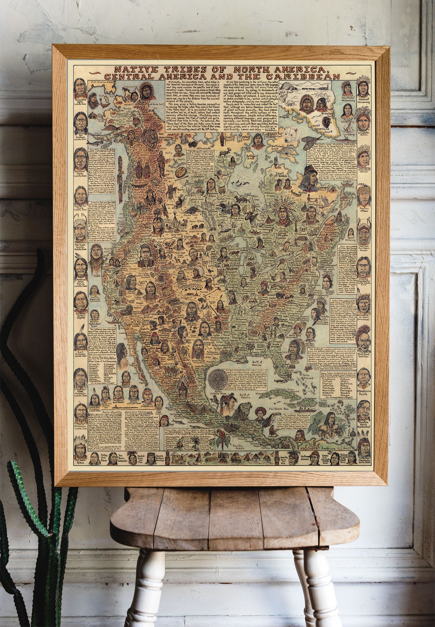 Native Tribes of North American central America and the Caribbean Maps Poster