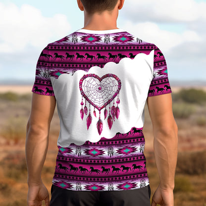 3D T-Shirt " Dreamcatcher Tribal Horse, Feather & Boho Pattern