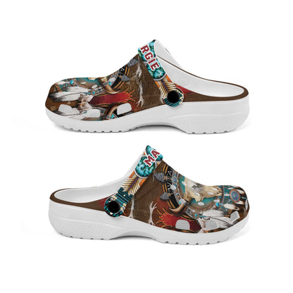Custom Name Buffalo Skull & Dreamcatcher Clogs – Native Western Spirit Style