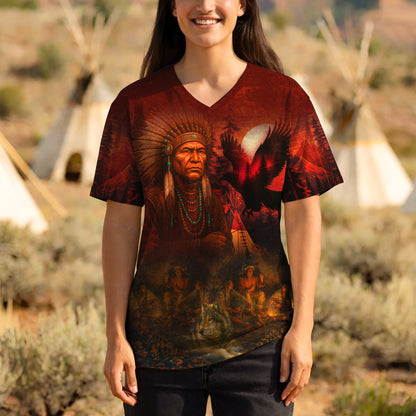 3D T-Shirt " Echoes of the Ancestors – The Chief Spirit , Honoring Native Roots"
