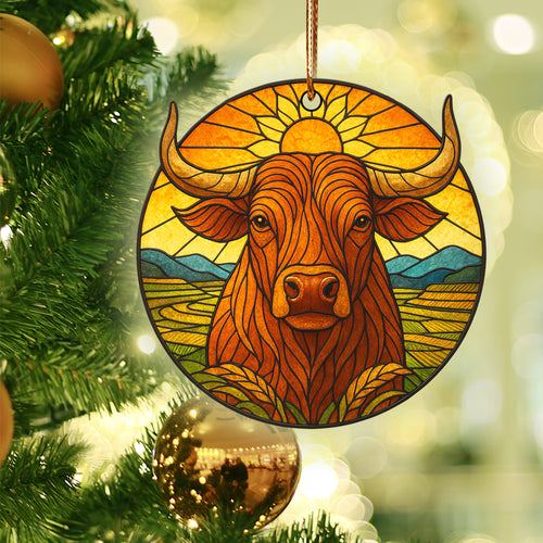 Sacred Buffalo Ornament Acrylic – Stained Glass Style Christmas Decor