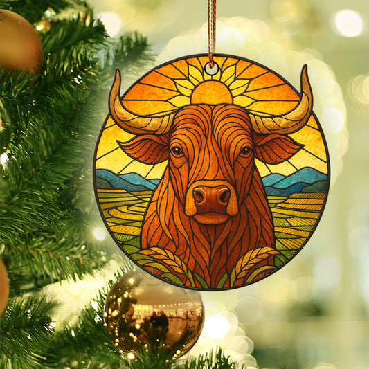 Sacred Buffalo Ornament Acrylic – Stained Glass Style Christmas Decor