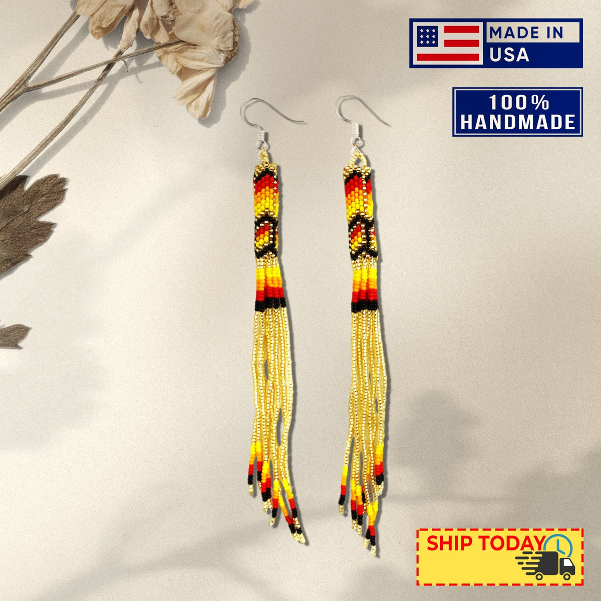 Multi-Color Long Beaded Handmade Earrings For Women