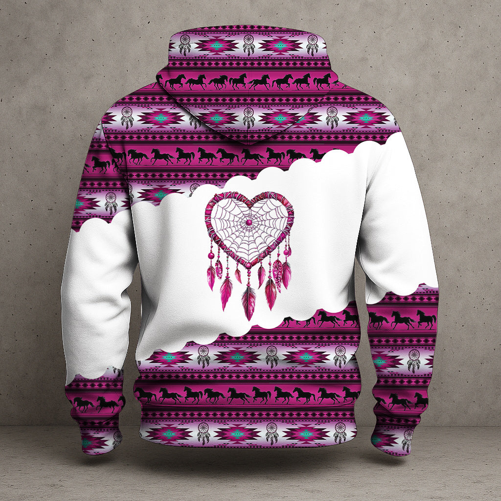 Dreamcatcher Hoodie – Tribal Horse, Feather & Boho Pattern