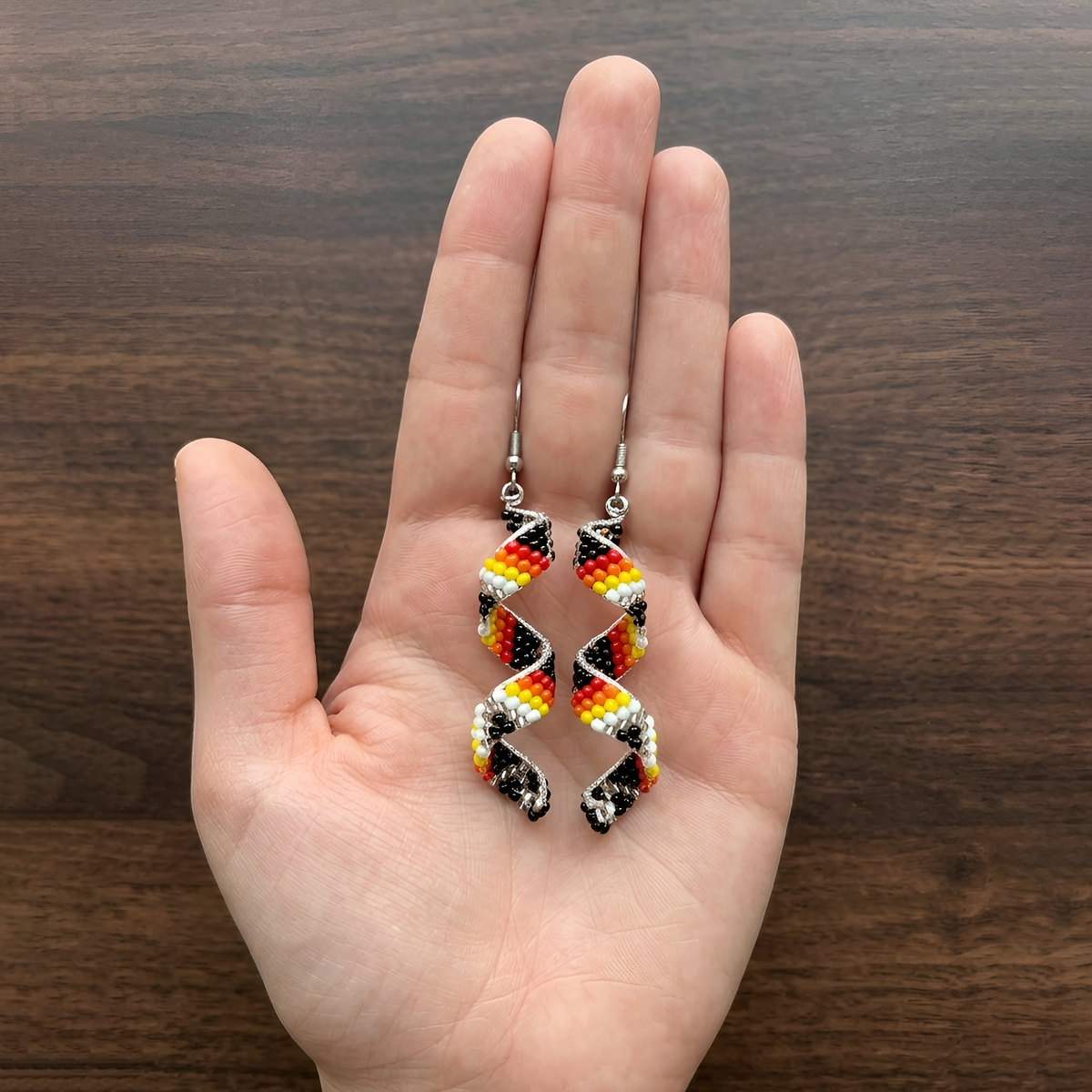 Sacred Spiral Handmade Beaded Drop Turquoise Earring