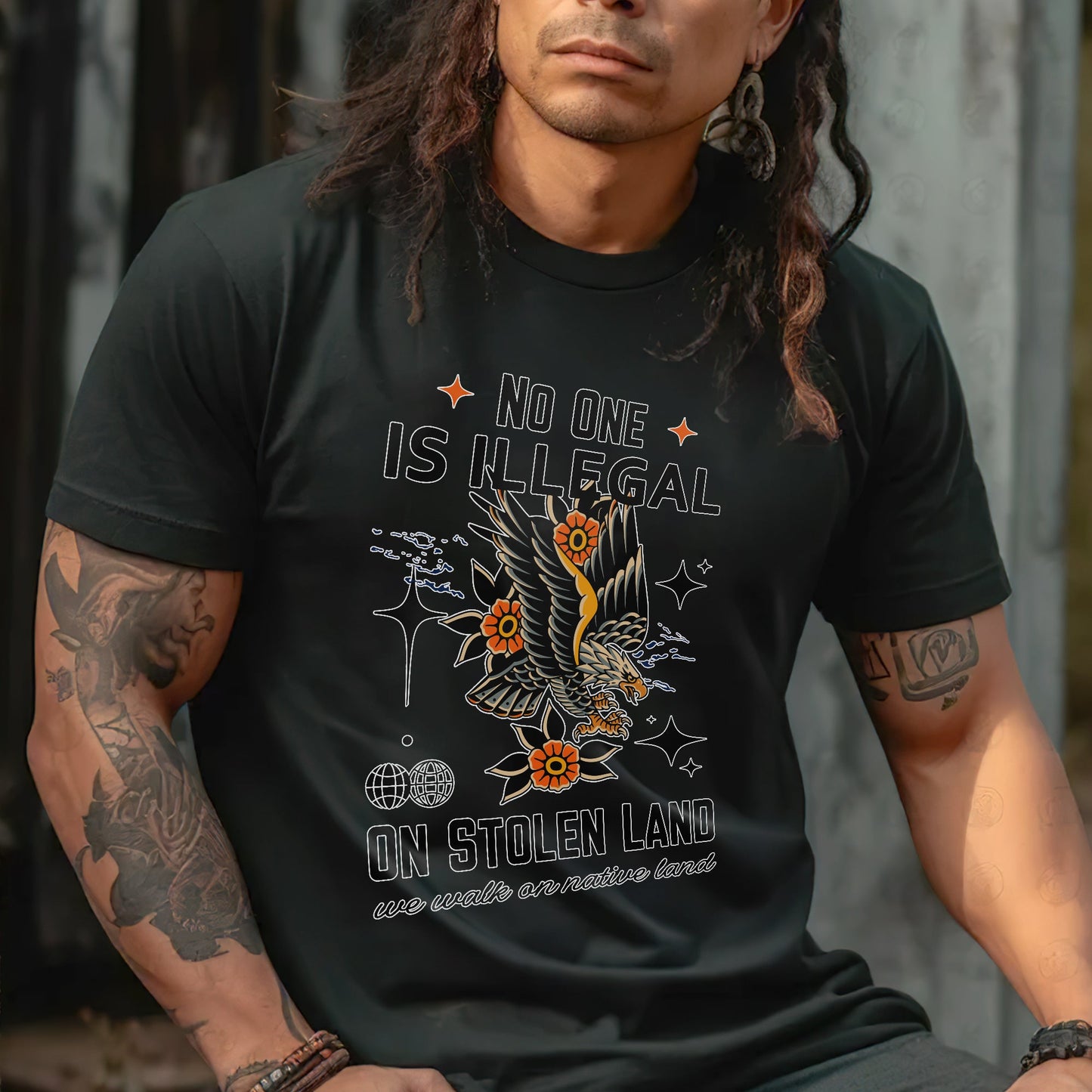 NO ONE IS ILLEGAL ON STOLEN LAND. WE WALK ON NATIVE LAND Style 11 - One Sides