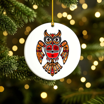 Native American Owl Ceramic Ornament - Sacred Wisdom for Holiday Decor