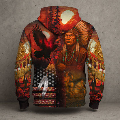 Echoes of the Ancestors – The Chief Spirit 3D Hoodie, Honoring Native Roots