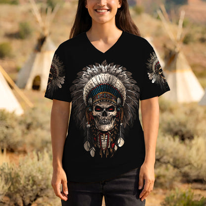 3D T-Shirt " Warrior Skull – Tribal Chief Headdress Edition