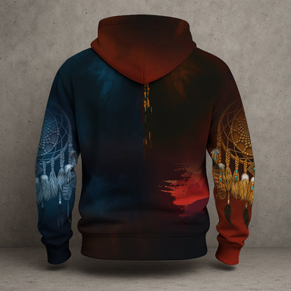 Native Heritage – The Chief Spirit Hoodie in Red & Blue, Symbol of Freedom and Pride