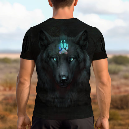3D T-Shirt " Moonlit Wolf – Ethereal Glow & Mystic Presence"