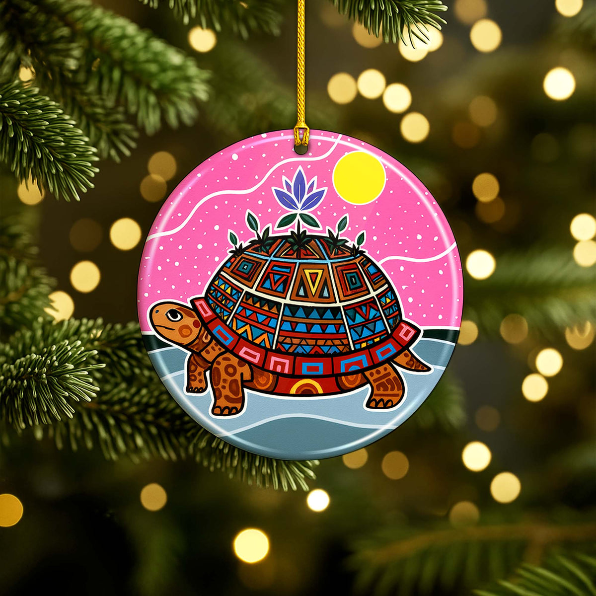 Tribal Beaver Ceramic Ornament - Indigenous Inspired for Holiday Decor