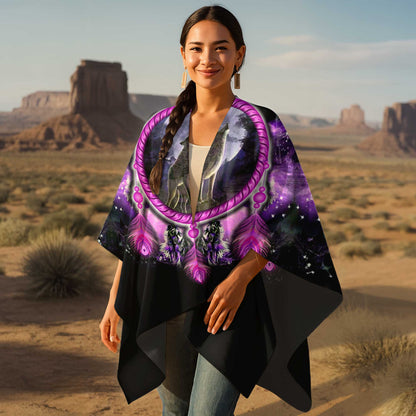 Poncho Mystic Wolf Dream – Embrace the Moonlight Spirit