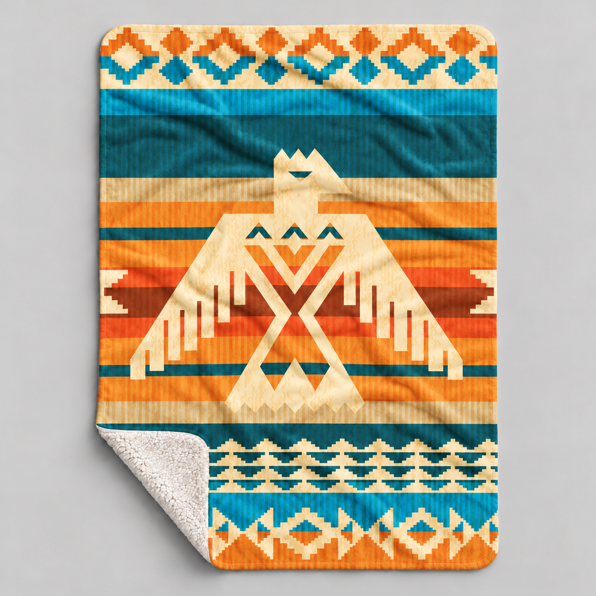 Native American Style Colorful Border Pattern Soft And Warm Fleece Blanket