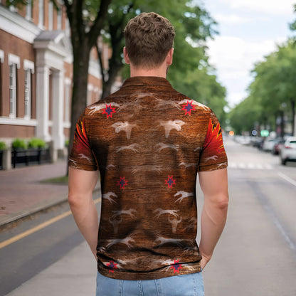 Native American Polo Shirt –Native American Bison Skull – Tribal Spirit & Heritage Design