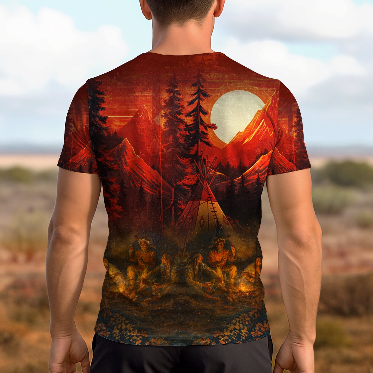 3D T-Shirt " Echoes of the Ancestors – The Chief Spirit , Honoring Native Roots"