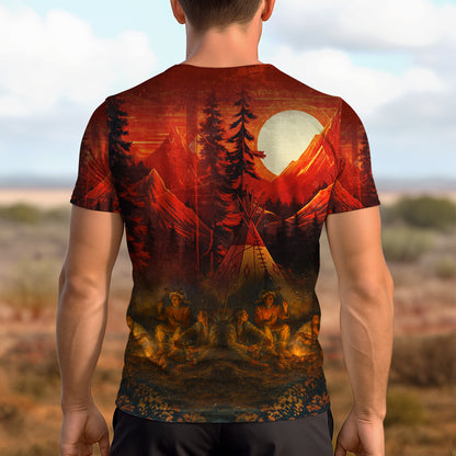 3D T-Shirt " Echoes of the Ancestors – The Chief Spirit , Honoring Native Roots"
