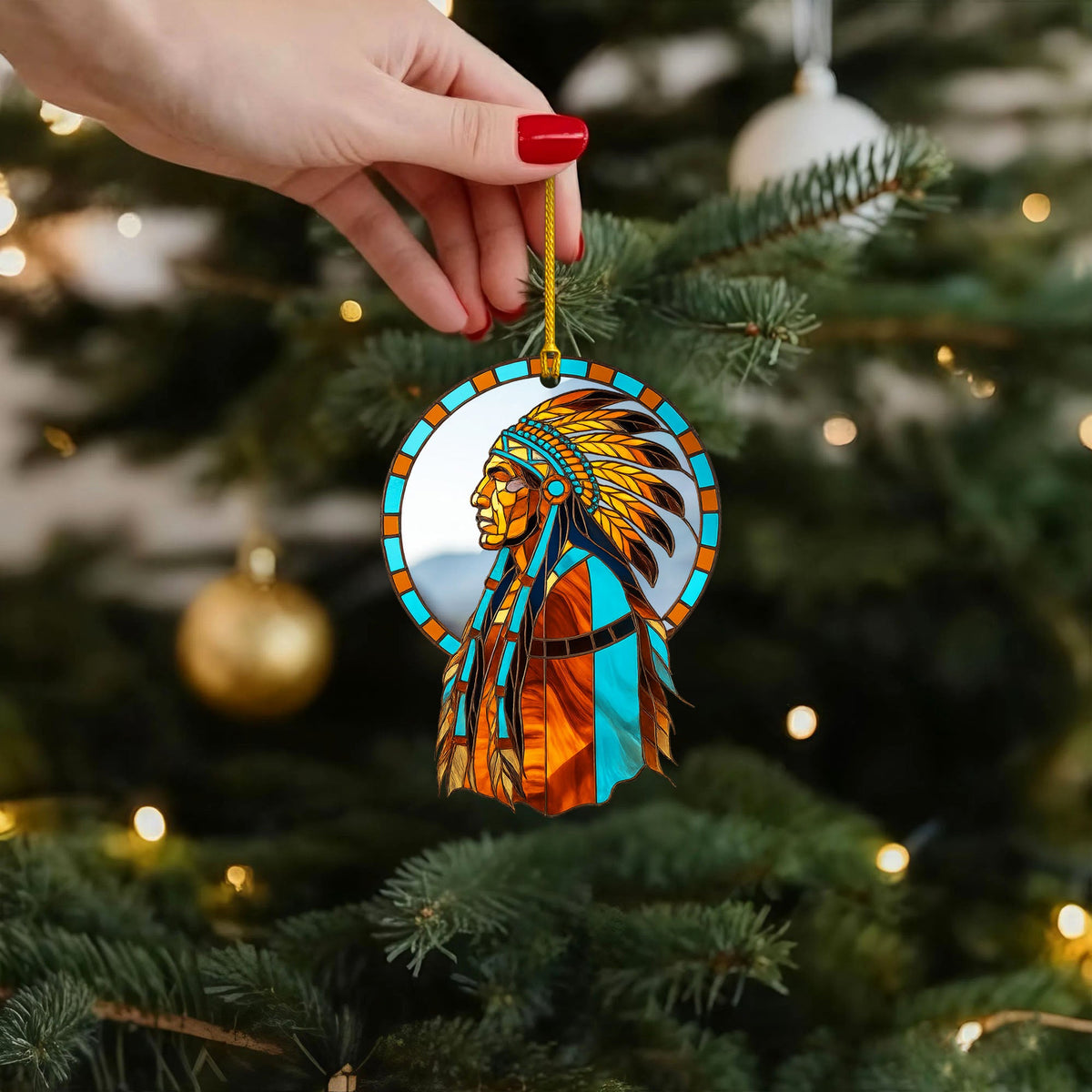 Native American Chief - Tribal Leader Faux Holiday Decor Flat Acrylic