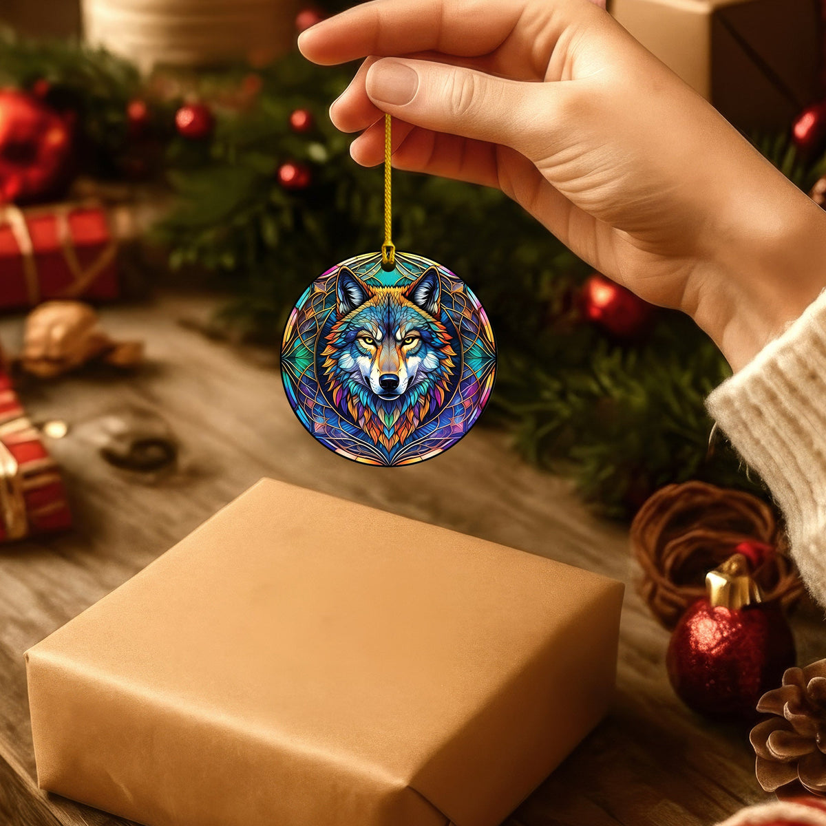 Rainbow Wolf - Tribal Spirit Animal - Unique Christmas Gift Decor Flat Acrylic