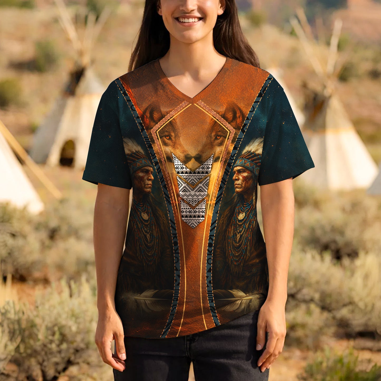 3D T-Shirt " Native Spirit – Wolf & Chief All Over Print"