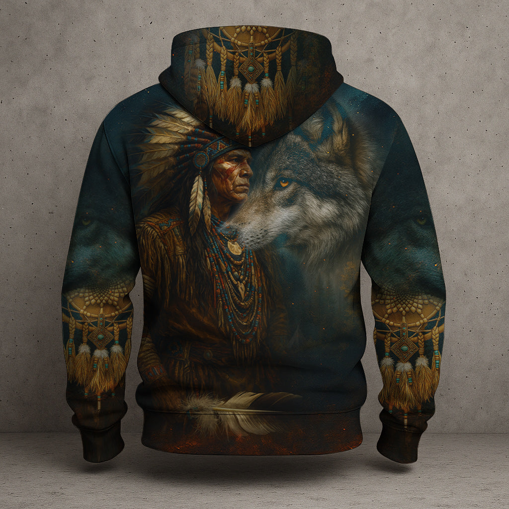 Native Spirit – Wolf & Chief All Over Print Hoodie